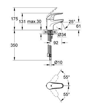 Смеситель "EUROECO" для умывальника Grohe 32733000 Смеситель "EUROECO" для умывальника Grohe 32733000