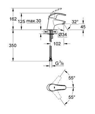 Смеситель "EUROSMART" для умывальника Grohe 41519/32 467 001 Смеситель "EUROSMART" для умывальника Grohe 41519/32 467 001