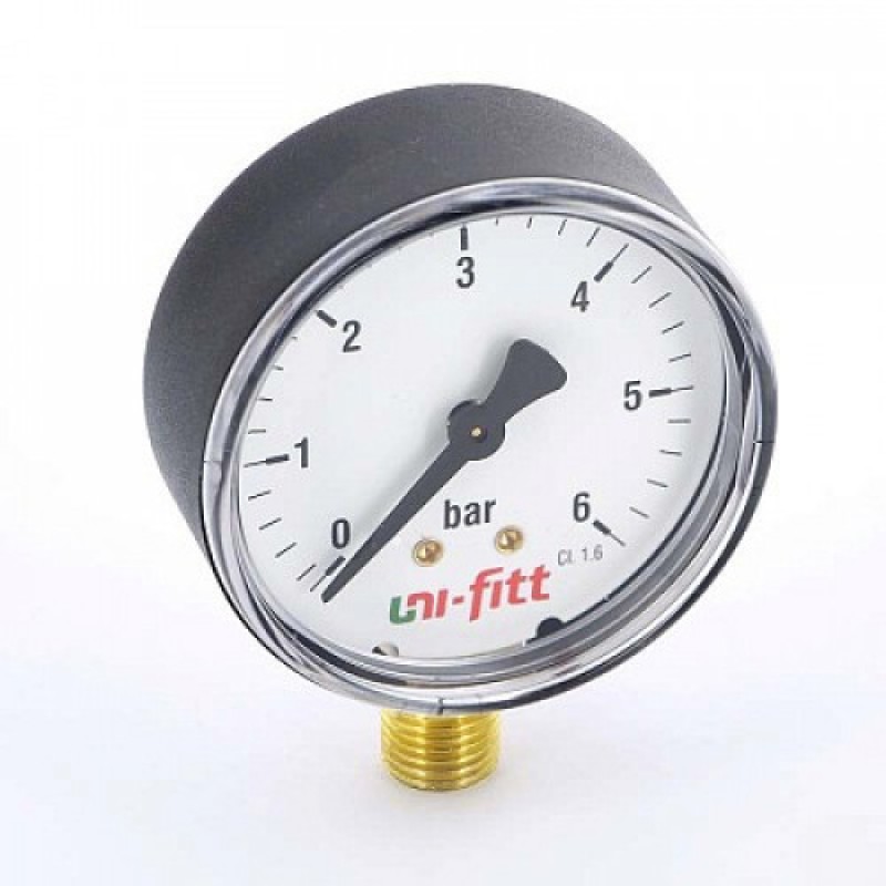 Манометр радиальный 16 бар 1/2"  d=80mm UNI-FITT 301P4042