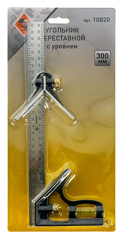 Угольник переставной с уровнем Энкор Угольник переставной с уровнем Энкор