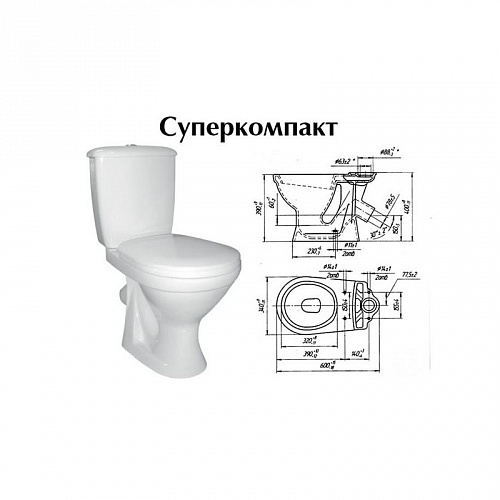 Унитаз-компакт Оскольская керамика "Суперкомпакт" 118638 Унитаз-компакт Оскольская керамика "Суперкомпакт" 118638